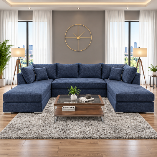 The Nexus Modular U-Shaped Sofa in Plush Velvet Fabric