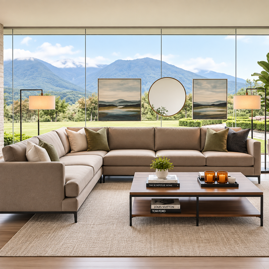 Lancaster Lounge L-Shaped Modern Sofa In Plush Velvet Fabric