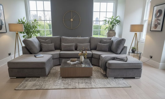 The Nimbus U-Shaped Sofa In Plush Velvet Fabric