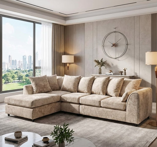 Emperor Oak Left-Hand Chaise L-Shaped Sofa