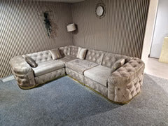 Ellington Gold Trim Chesterfield Corner Sofa