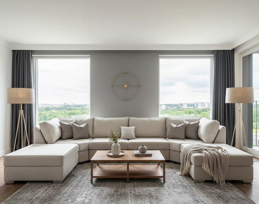 The Luxury Solstice Modern U-Shaped Lounge Sofa In Plush Velvet Fabric