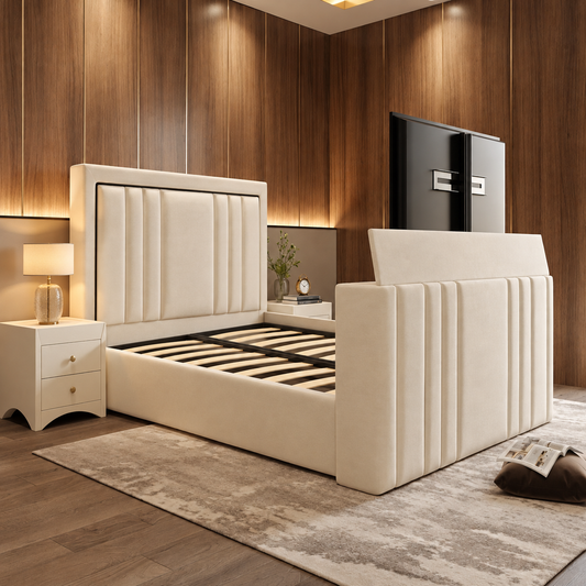 Lyon Linestyle TV Bed Frame with Black Border