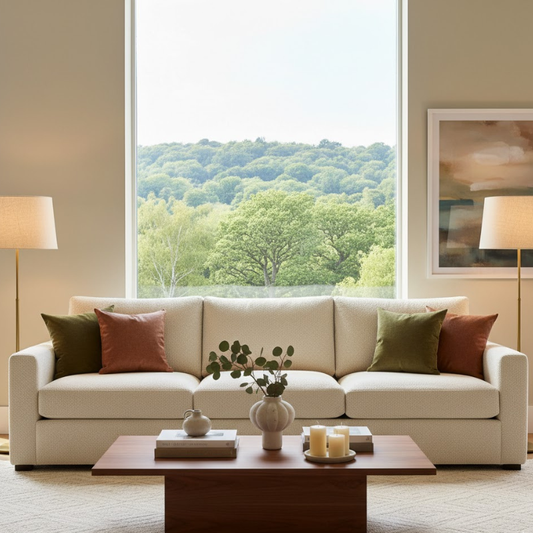 Balmont Four Seater Modern Sofa In Plush Velvet Fabric