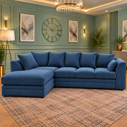 Quiet Beam Left-Hand Chaise: L-Shaped Sofa In Jumbo Fabric