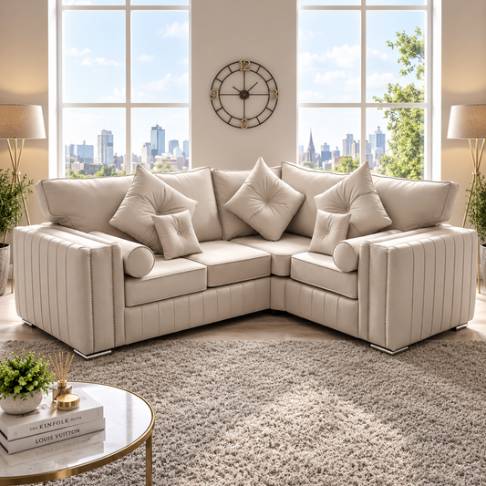 The Prism Contour L-Shaped Sofa In Plush Velvet Fabric