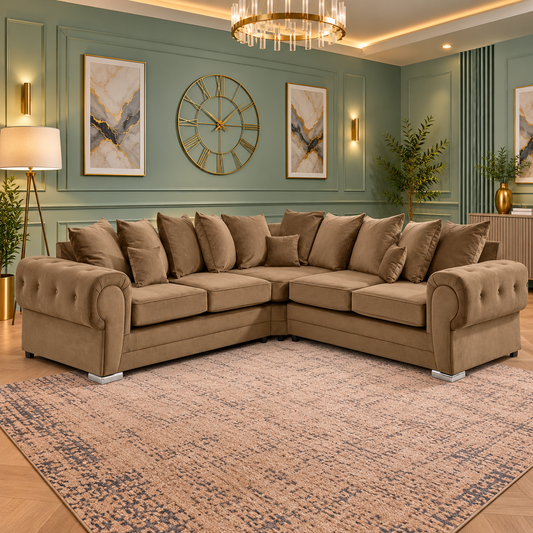 Jarrow Comfort Corner Sofa In Plush Velvet Fabric