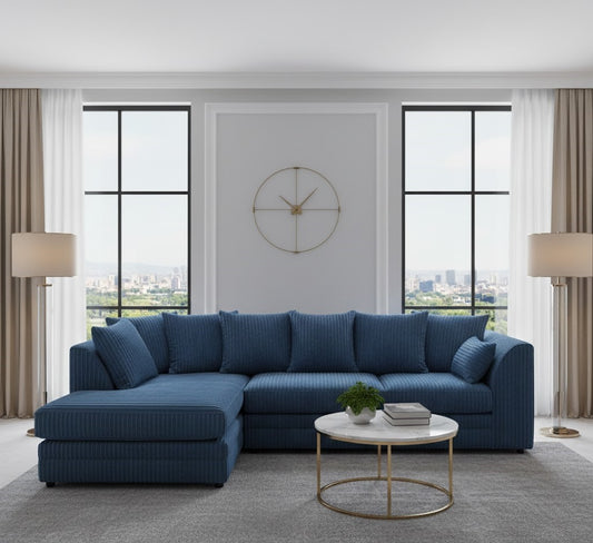 Quiet Beam Left-Hand Chaise: L-Shaped Sofa In Jumbo Fabric