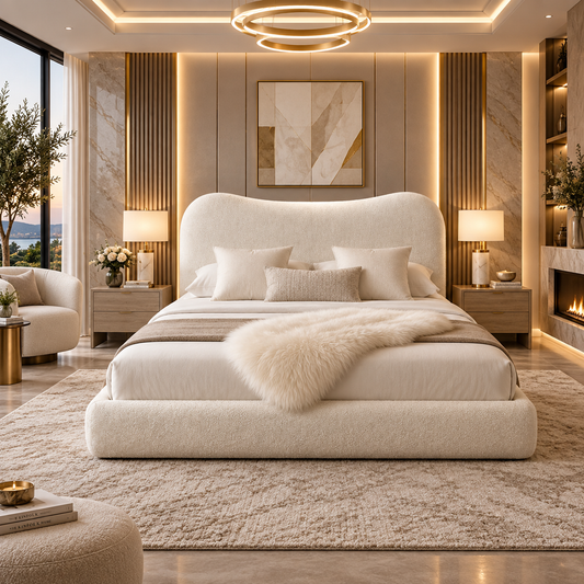 Calviero Crescent Boucle Bubble Bed Frame