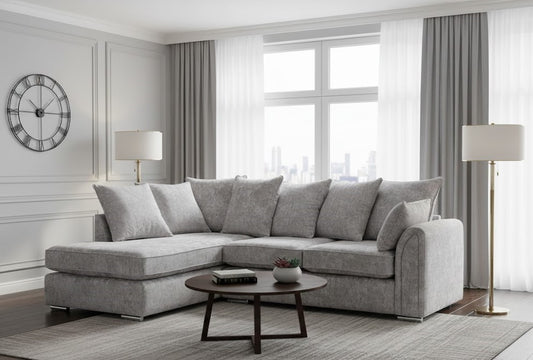 Northgate Lounge Left-Hand Chaise L-Shaped Sofa In Plush Velvet Fabric