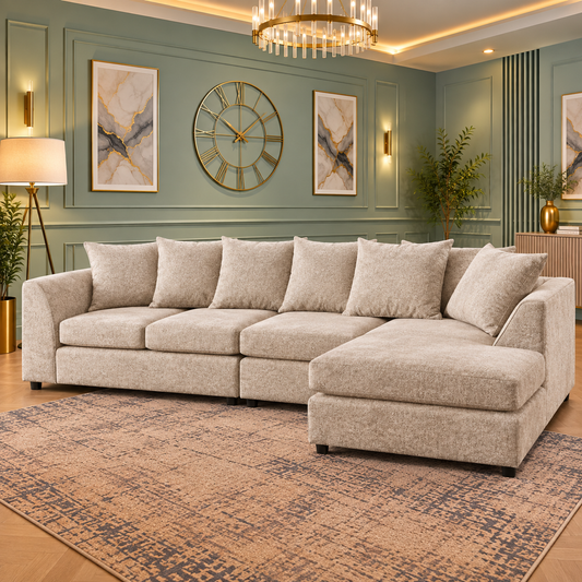 Emperor Oak Right-Hand Chaise L-Shaped Sofa