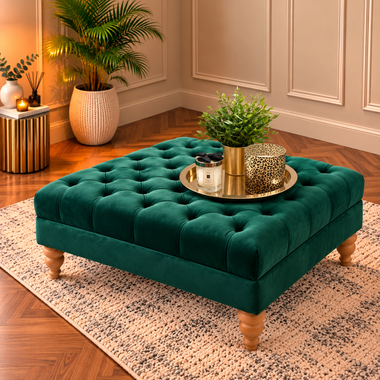 Prism Large Square Deep Cushioned Chesterfield Footstool Coffee Table