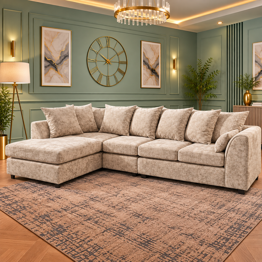 Emperor Oak Left-Hand Chaise L-Shaped Sofa