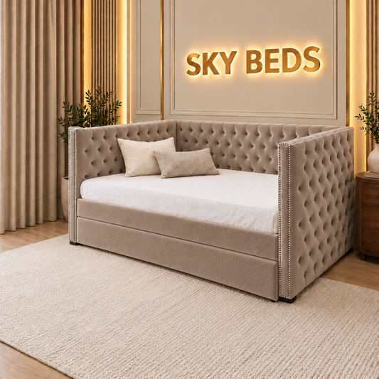Brustol Upholstered Guest Room Single Trundle Sofabed