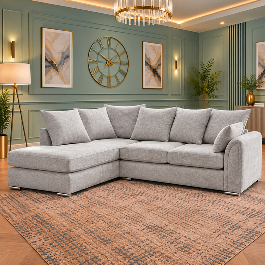 Northgate Lounge Left-Hand Chaise L-Shaped Sofa In Plush Velvet Fabric