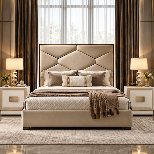 Henry Bed Frame with hexagon style headboard