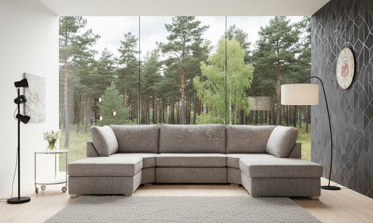 Obsidian Dream U-Shaped Modern Sofa In Plush Velvet Fabric