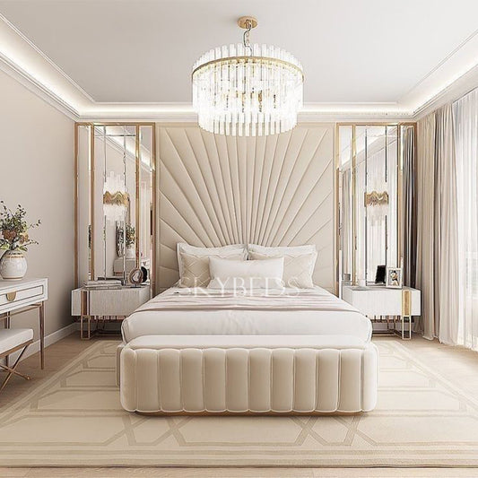 Patric Luxury Upholstered Bed Frame with High Headboard