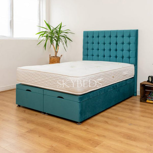 Elly Divan Ottoman Bed in Emerald Color