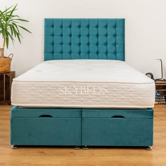 Elly Divan Ottoman Bed in Emerald Color