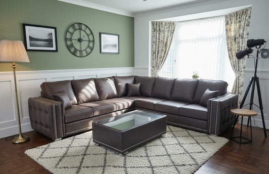 The Echo Deep Modern Corner Sofa In Plush Velvet Fabric