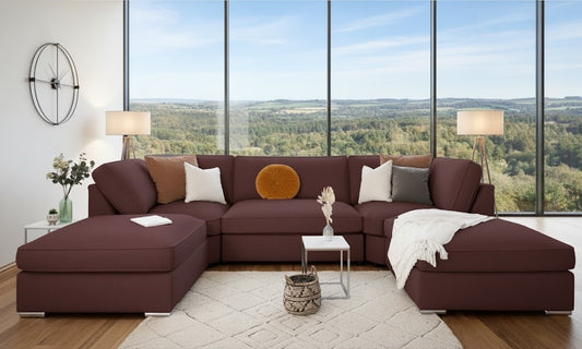 The Summit U-Shaped Sofa In Plush Velvet Fabric