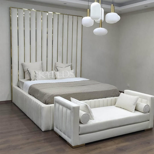 Hugo High Headboard Bed With Golden Border