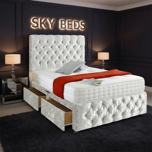 Crystal Crushed Velvet Divan Bed