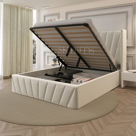 Jasper Wingback Gas Lift Ottoman Bed Frame