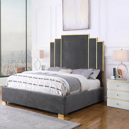Milan Luxury Upholstered Bed with Golden Border