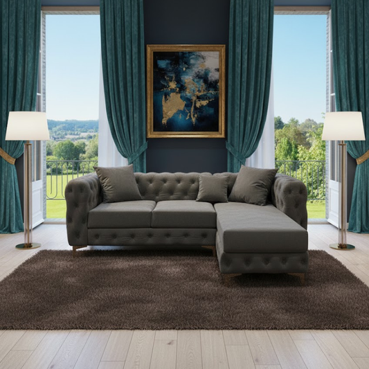 Soho Lounge L-Shaped Sofa In Plush Velvet Fabric