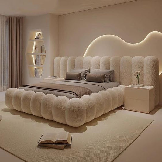 Brussels Hotel Style Bed Frame In Boucle Fabric