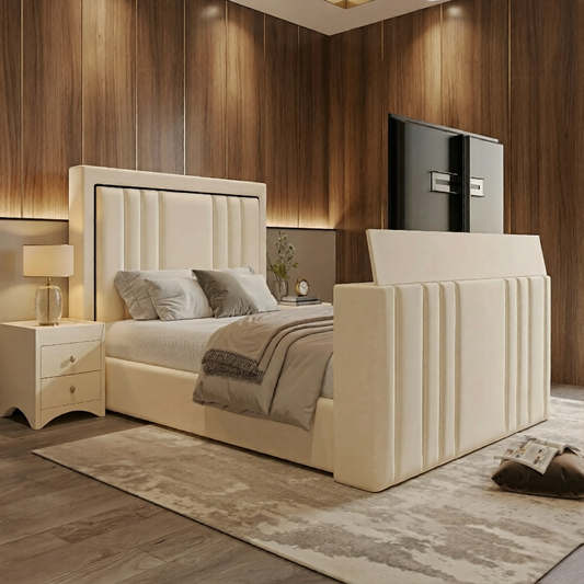 Lyon Linestyle TV Bed Frame with Black Border