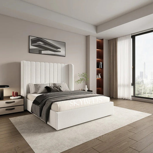 Ellia Panel Wingback bed Frame in Boucle Fabric