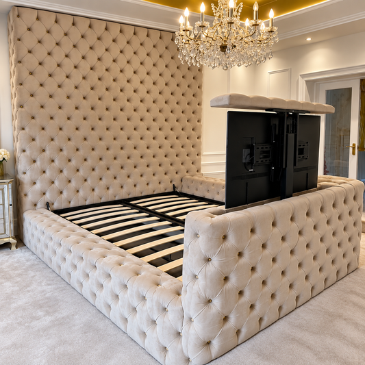 Temper Chesterfield TV Bed Frame in Plush Velvet Fabric