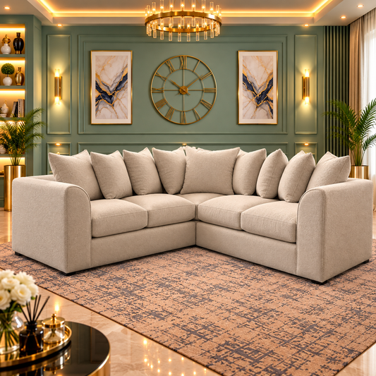 Quarry Calm Lounge Corner Sofa In Plush Velvet Fabric