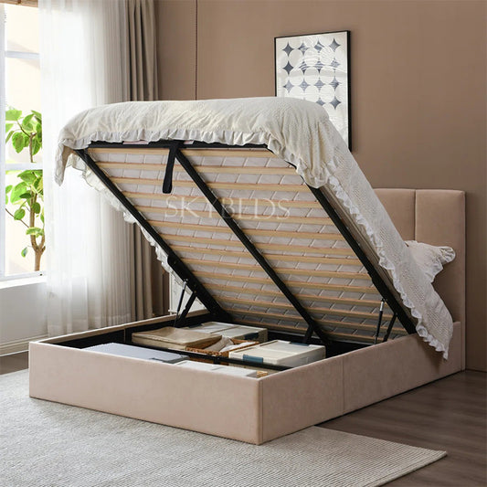 Evelyn Panel Upholstered Gas Lift Ottoman Bed Frame