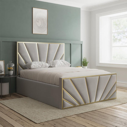 Paris Upholstered Designer Bed Frame With Golden Border