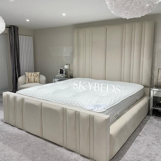 Pearl CreamBed Frame with High Headboard