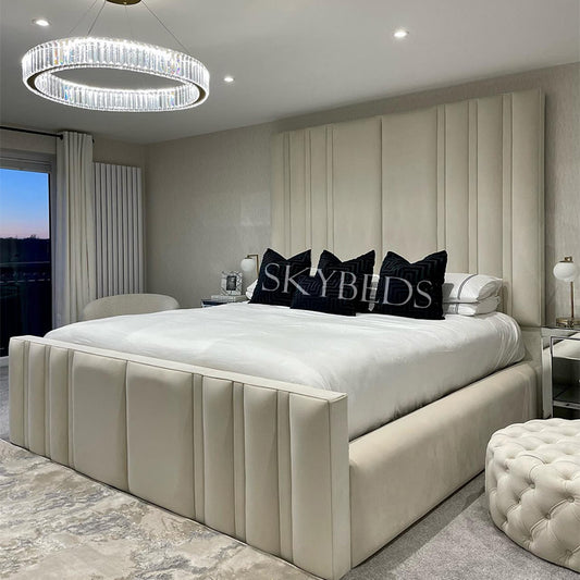 Pearl CreamBed Frame with High Headboard