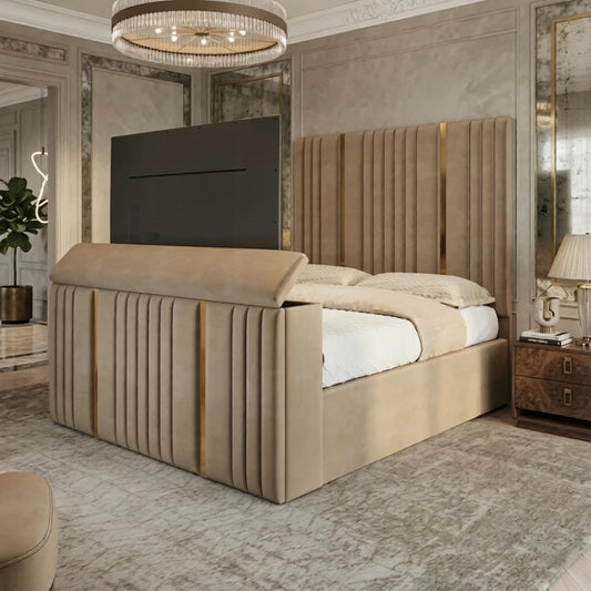 Emma TV Bed Frame With Golden Stips