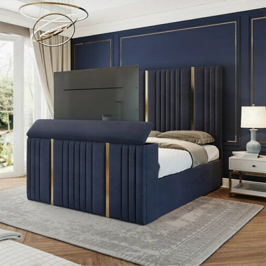 Vero TV Bed Frame With Golden Strips