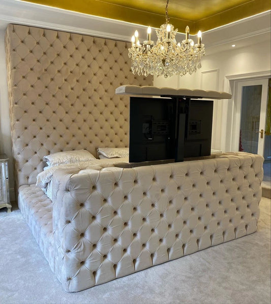 Temper Chesterfield TV Bed Frame in Plush Velvet Fabric