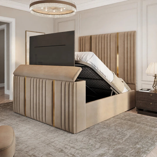 Emma TV Bed Frame With Golden Stips