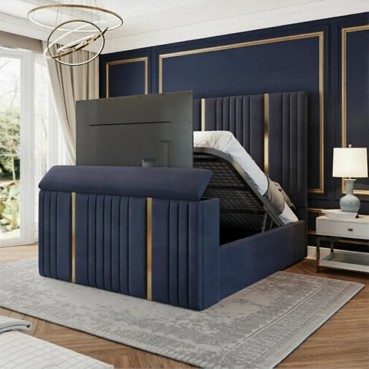 Vero TV Bed Frame With Golden Strips