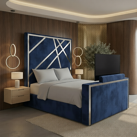 Chester Silver Stripes TV Bed Frame