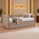 Prague Upholstered Guest Room Single Trundle Sofabed