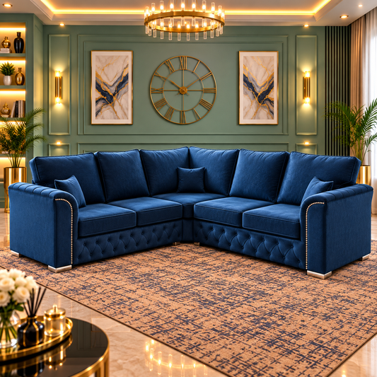 Linton Luxe Corner Sofa In Plush Velvet Fabric