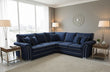 The Snug Comfort Corner Sofa Navy Blue Plush Velvet Fabric