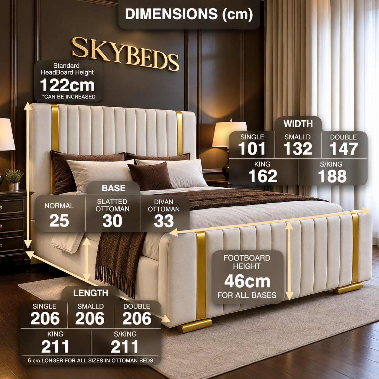 Savy Linestyle Upholstered Bed Frame